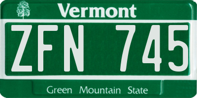 VT license plate ZFN745