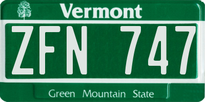 VT license plate ZFN747