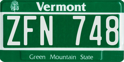 VT license plate ZFN748