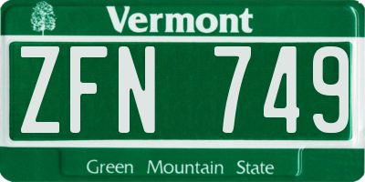 VT license plate ZFN749