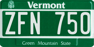 VT license plate ZFN750