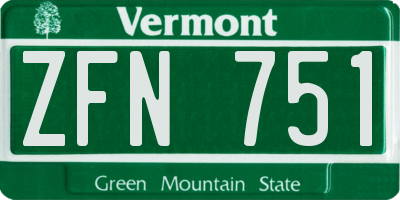VT license plate ZFN751