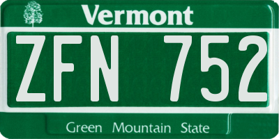 VT license plate ZFN752