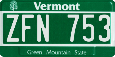 VT license plate ZFN753
