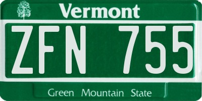 VT license plate ZFN755