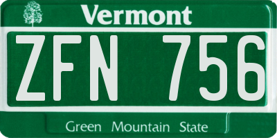 VT license plate ZFN756