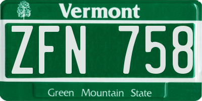 VT license plate ZFN758