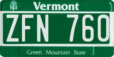 VT license plate ZFN760