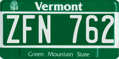 VT license plate ZFN762