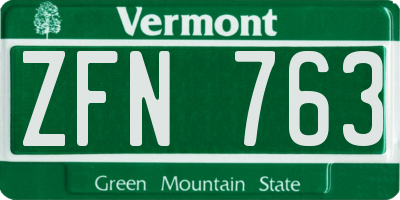 VT license plate ZFN763