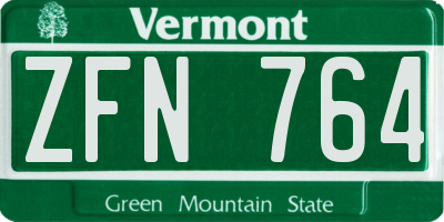 VT license plate ZFN764
