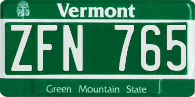 VT license plate ZFN765