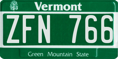 VT license plate ZFN766