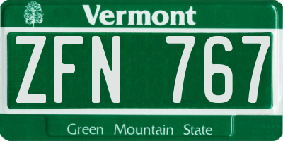 VT license plate ZFN767