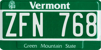 VT license plate ZFN768