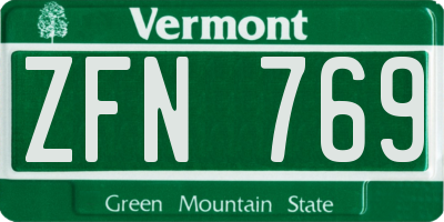 VT license plate ZFN769