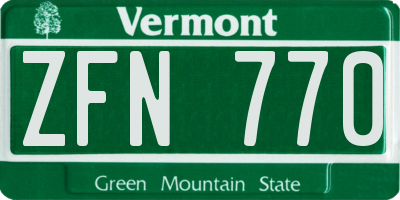 VT license plate ZFN770