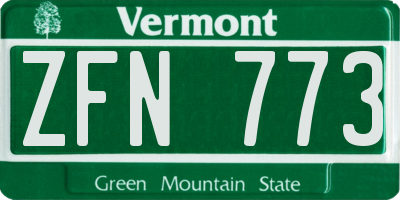 VT license plate ZFN773