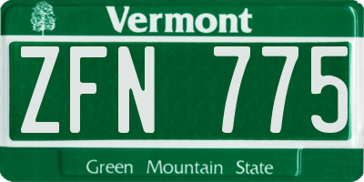 VT license plate ZFN775