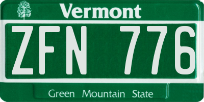 VT license plate ZFN776