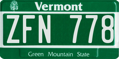 VT license plate ZFN778
