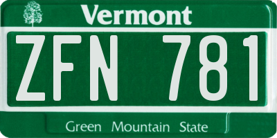 VT license plate ZFN781