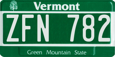 VT license plate ZFN782