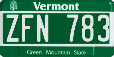 VT license plate ZFN783