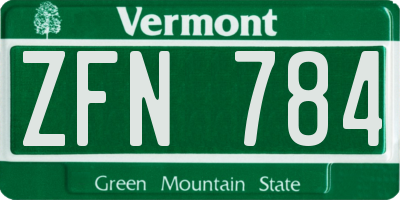 VT license plate ZFN784