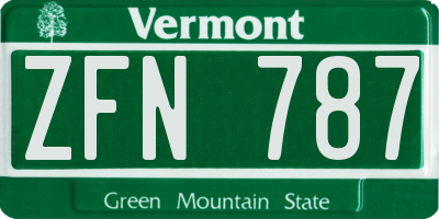 VT license plate ZFN787