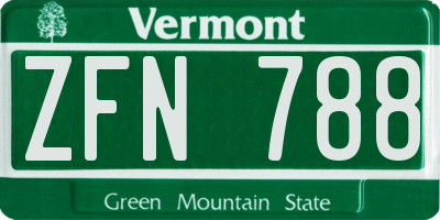 VT license plate ZFN788