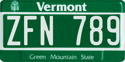 VT license plate ZFN789