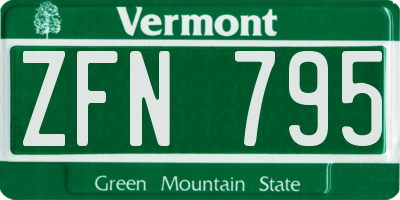 VT license plate ZFN795