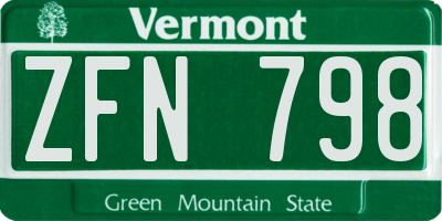 VT license plate ZFN798