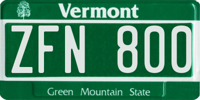 VT license plate ZFN800
