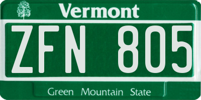 VT license plate ZFN805
