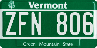 VT license plate ZFN806