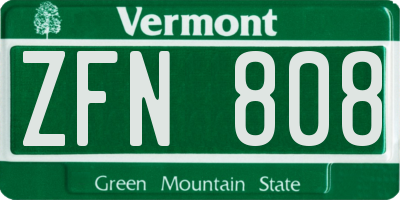 VT license plate ZFN808