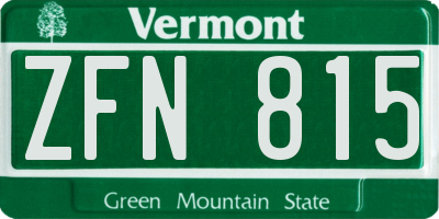 VT license plate ZFN815