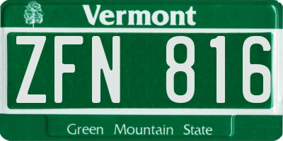VT license plate ZFN816
