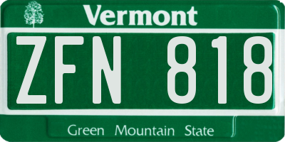 VT license plate ZFN818