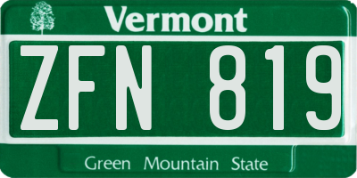 VT license plate ZFN819
