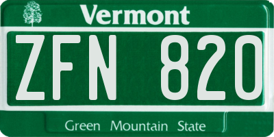 VT license plate ZFN820
