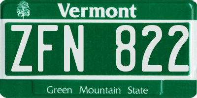 VT license plate ZFN822