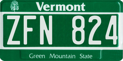 VT license plate ZFN824
