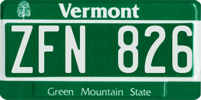 VT license plate ZFN826