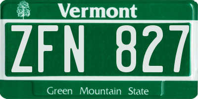 VT license plate ZFN827