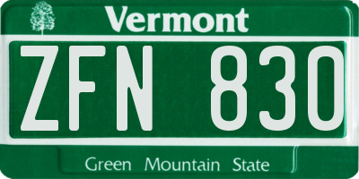VT license plate ZFN830