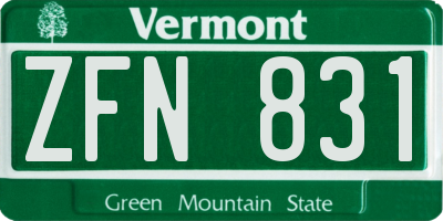 VT license plate ZFN831