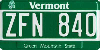 VT license plate ZFN840